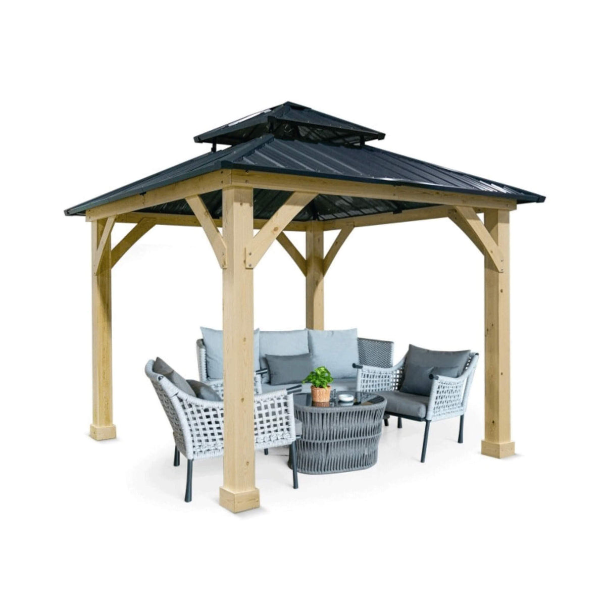 [10X10FT] Alora Premium Outdoor Patio Hardtop Gazebo W/ Double Steel Roof (SAK01291)
