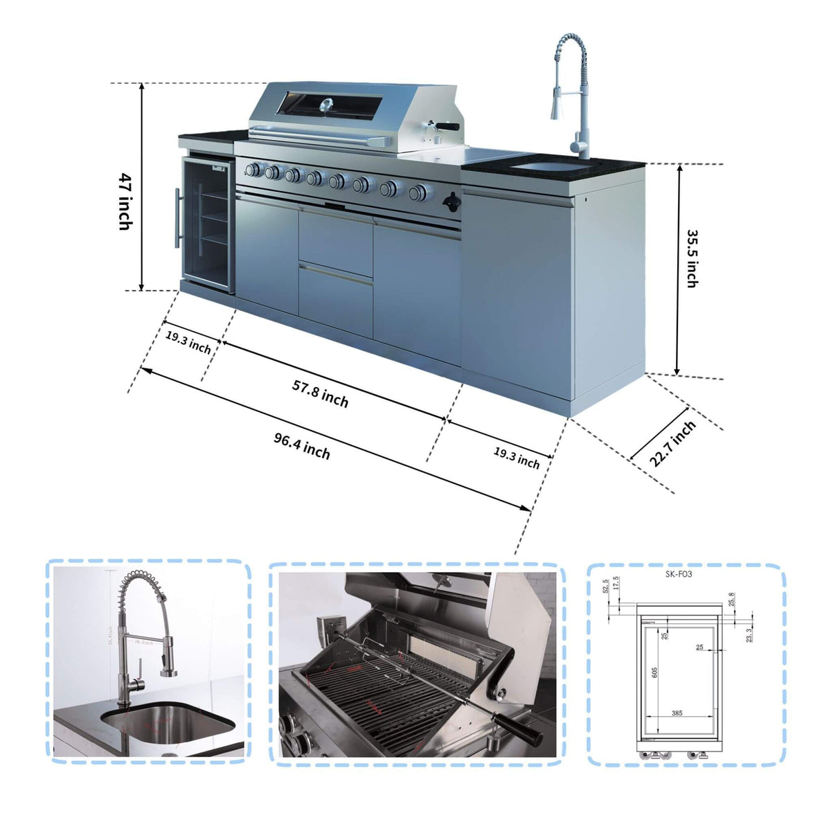 Castelle Flame Capri 96-Inch 6-Burner
