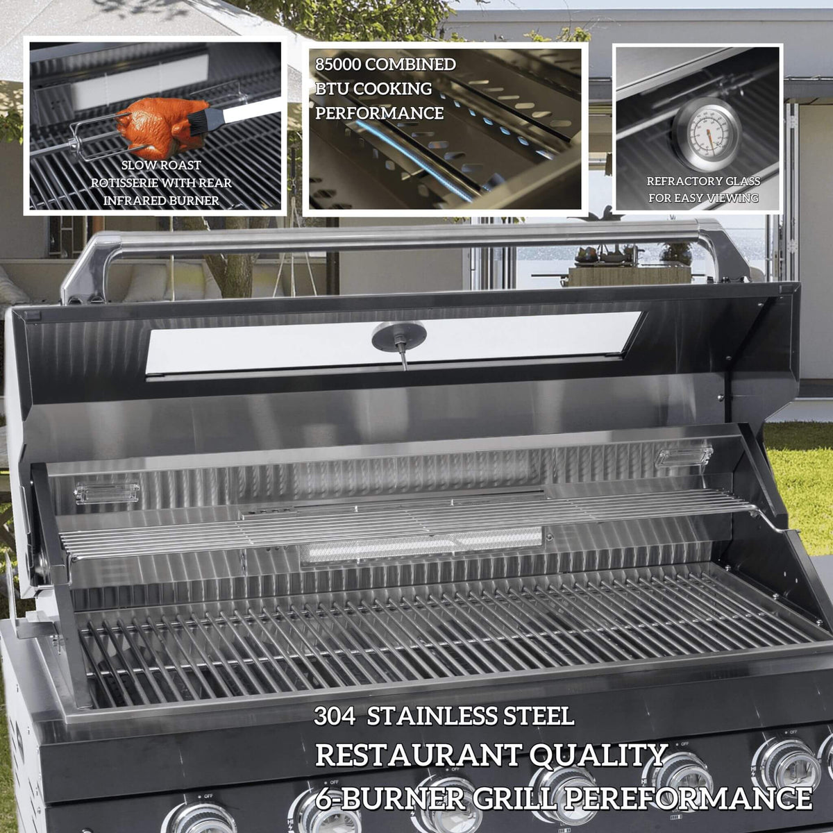 Castelle Flame Capri 96-Inch 6-Burner